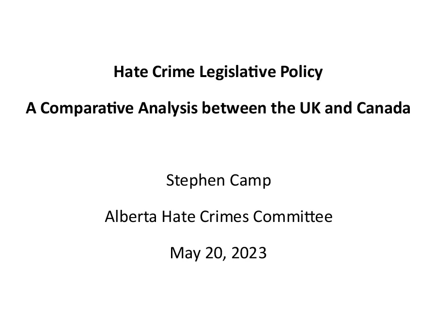 Hate Crime Legislative Policy Cover